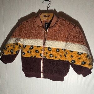Papaya Kids' Brown and Yellow Leopard Print Puffer Jacket
